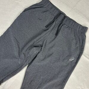 Asics Running Pants Colorblock Reflective Ankle Zip Mens M Charcoal Black